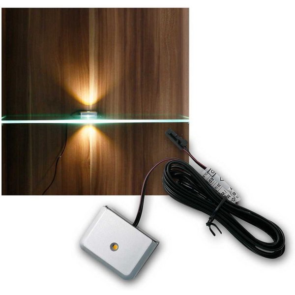 world-trading-net LED Glaskantenbeleuchtung Clip-3D silber Glasbodenbeleuchtung, warmweiß, 12V, warmweiß