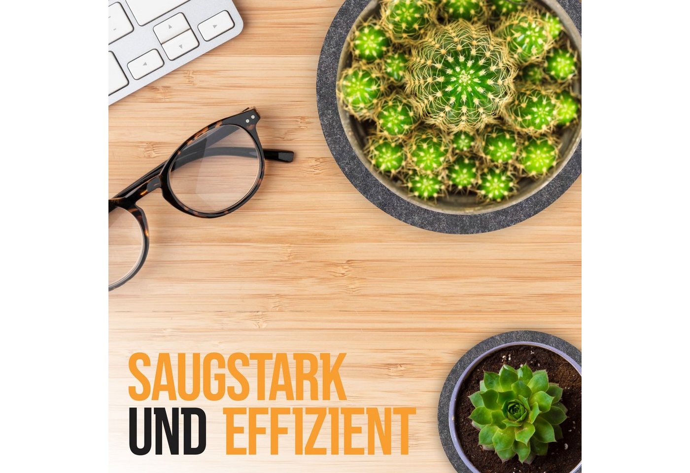 wortek Blumentopfuntersetzer Blumenuntersetzer Untersetzer rund für Vasen, Zubehör für Blumen oder Blumentöpfe & Co, Set, 6-tlg., Filz Unterlage Gläser Teller B – Bild 5 von 5