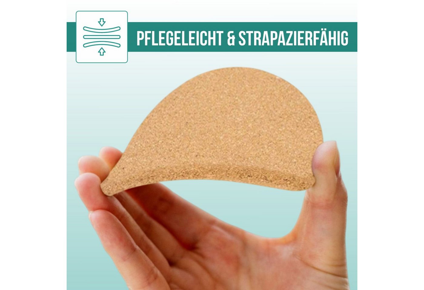 wortek Getränkeuntersetzer Kork Untersetzer Tischuntersetzer rund für Gläser, Zubehör für Getränke oder Tassen & Co, 10, 10-tlg., Glasuntersetzer aus Kork mit H – Bild 2 von 5