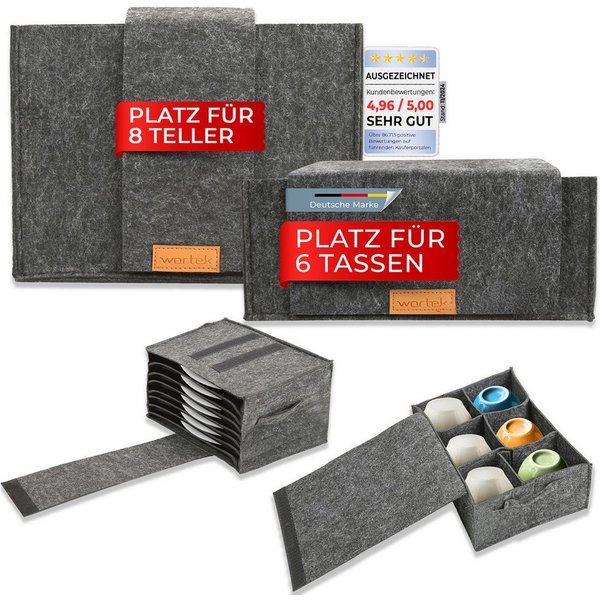 wortek Organizer Camping Taschen Filz, Tellerhalter & Tassenhalter (Set, 2 St., 2-tlg), Filztaschen Camping Zubehör