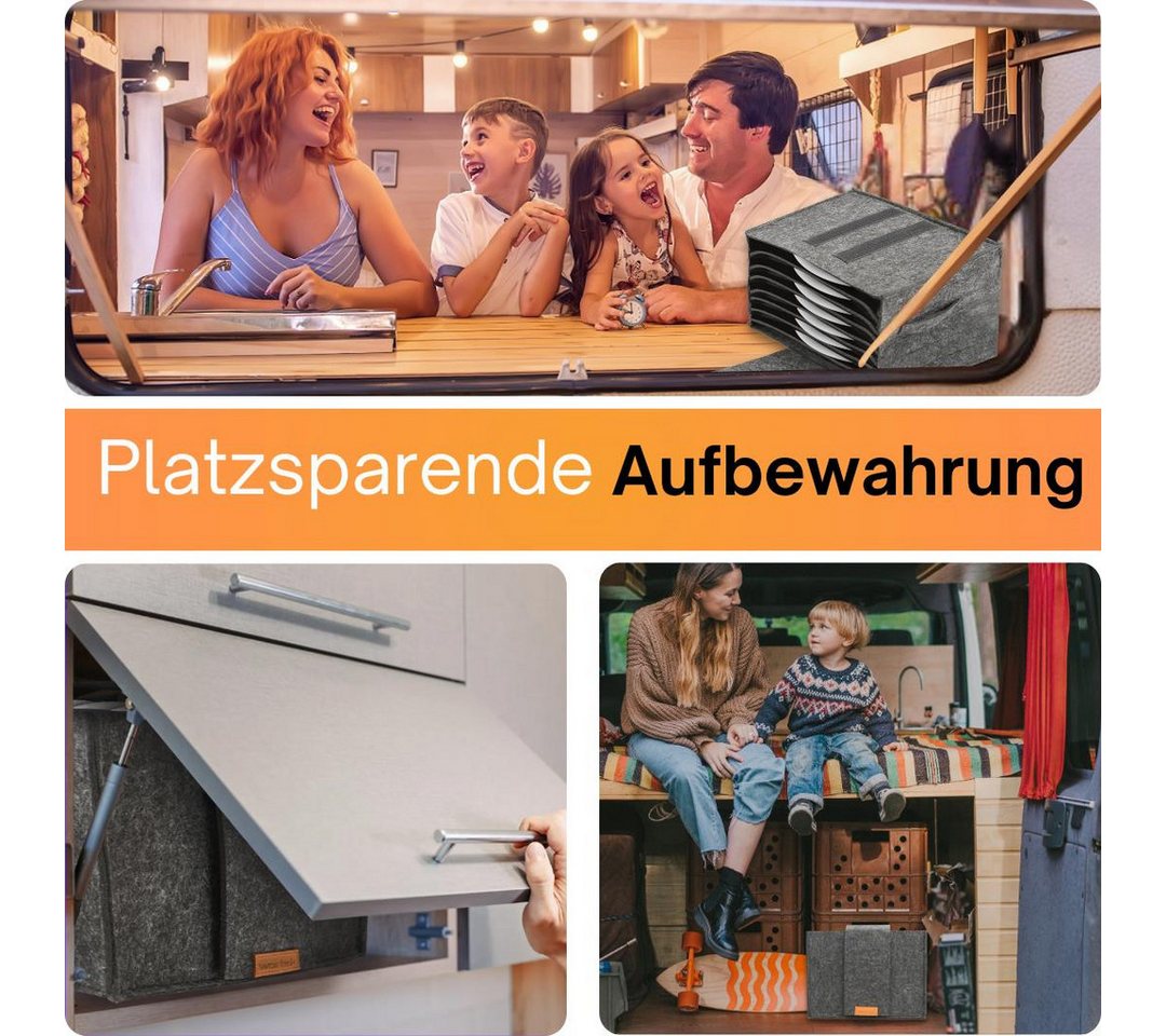 wortek Organizer Tellerhalter Filz, für 8 Teller, Camping Zubehör (Set, 1 St., 1-tlg), Filztasche für 8 Teller – Bild 3 von 5