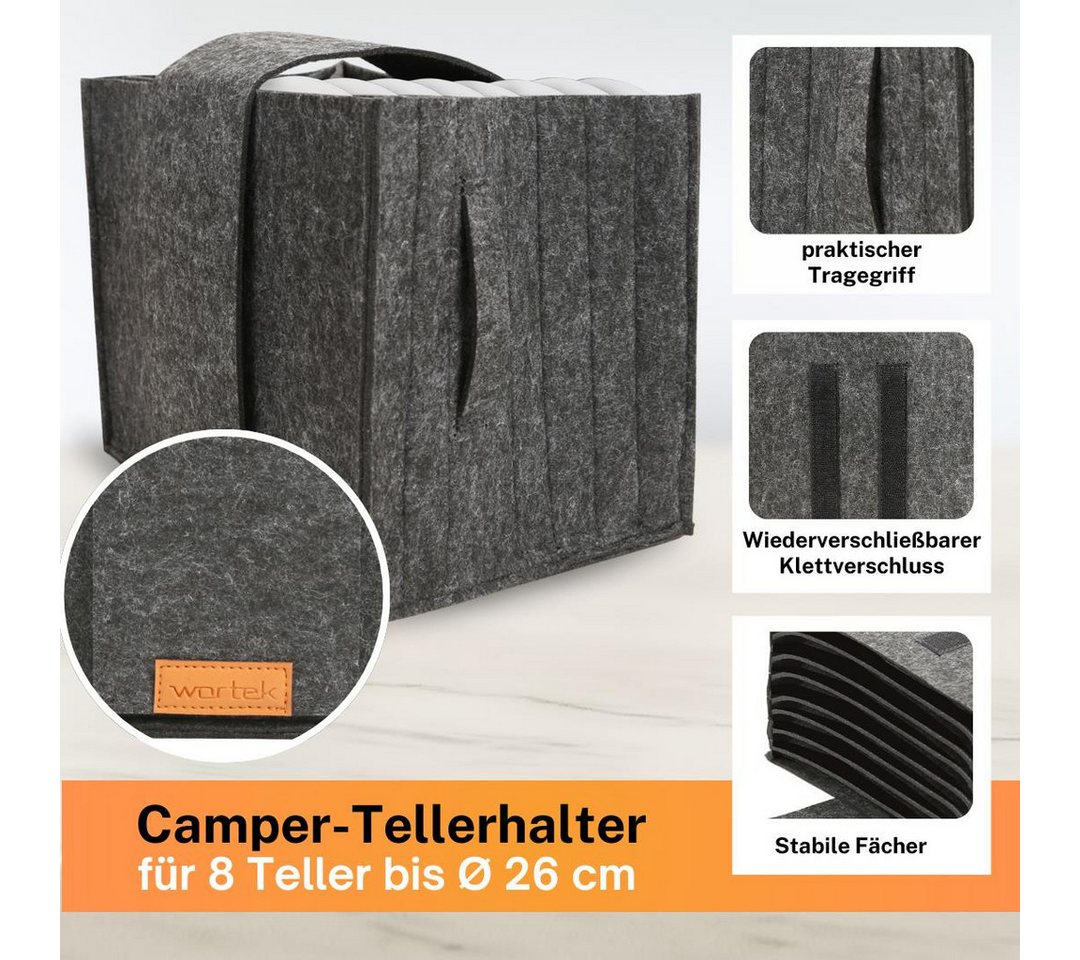 wortek Organizer Tellerhalter Filz, für 8 Teller, Camping Zubehör (Set, 1 St., 1-tlg), Filztasche für 8 Teller – Bild 4 von 5