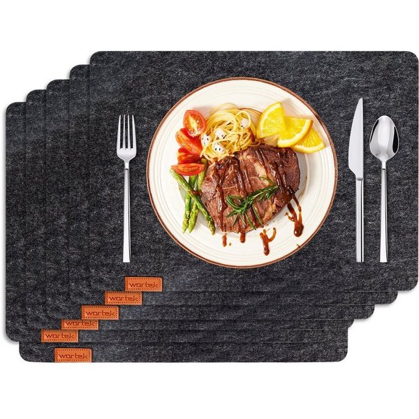 wortek Platzset Tischset 4-teilig Platzset aus Filz Platzdeckchen, (Set, 4-St., 4), waschbare Tisch-Untersetzer Teller-Untersetzer (44 x 32 cm)