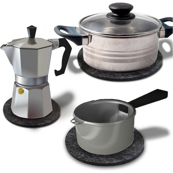 wortek Topfuntersetzer Untersetzer Pfannen Töpfe Teller Gläser Küche Filz, Zubehör für Töpfe, Pfannen, Geschirr, Set, 6-tlg., Set