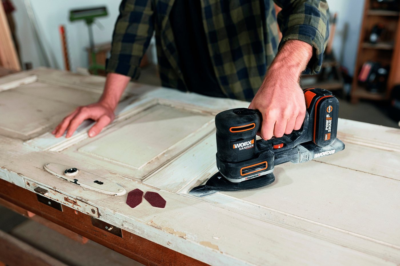 Worx Akku-Multischleifer WX820, 5-in-1 Funktionen, DustStop-Mikrofilter, inkl. Akku & Ladegerät – Bild 2 von 5