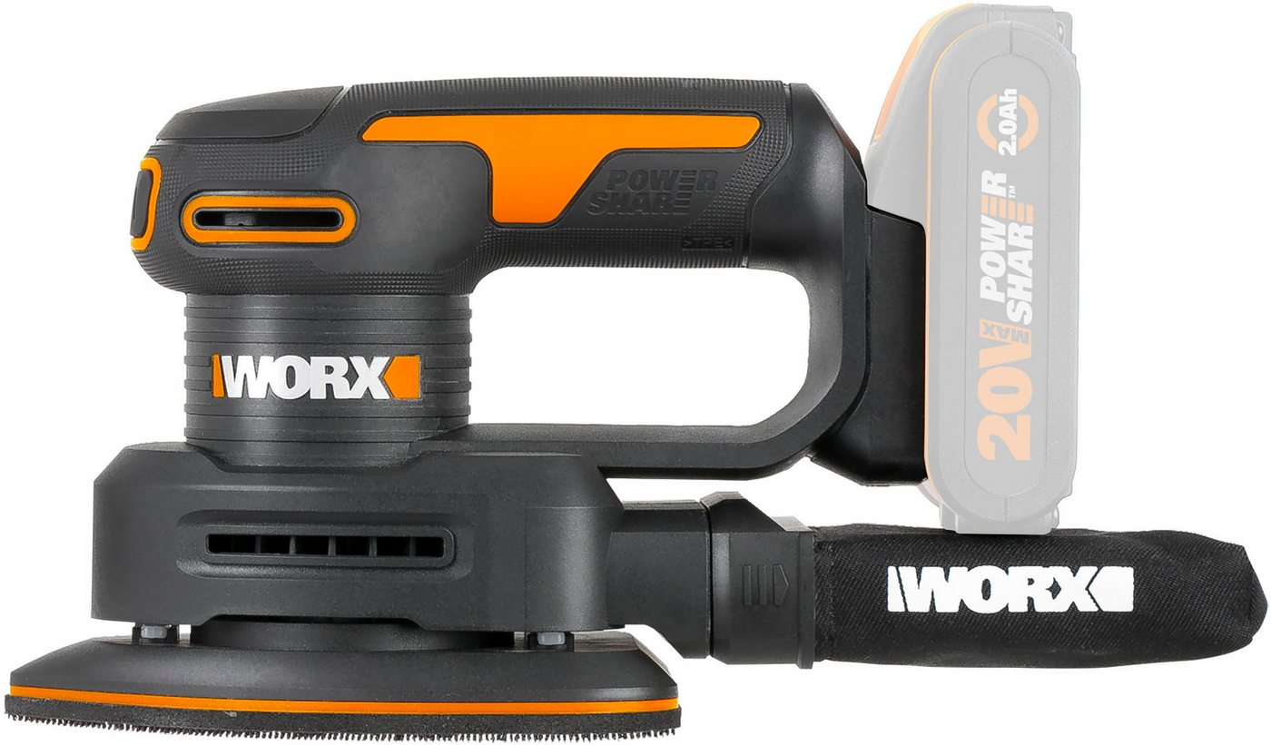 Worx Akku-Tellerschleifer WX822.9, für Holzmöbel und Türen, mit Staubfangsack, ohne Akku & Ladegerät – Bild 3 von 5