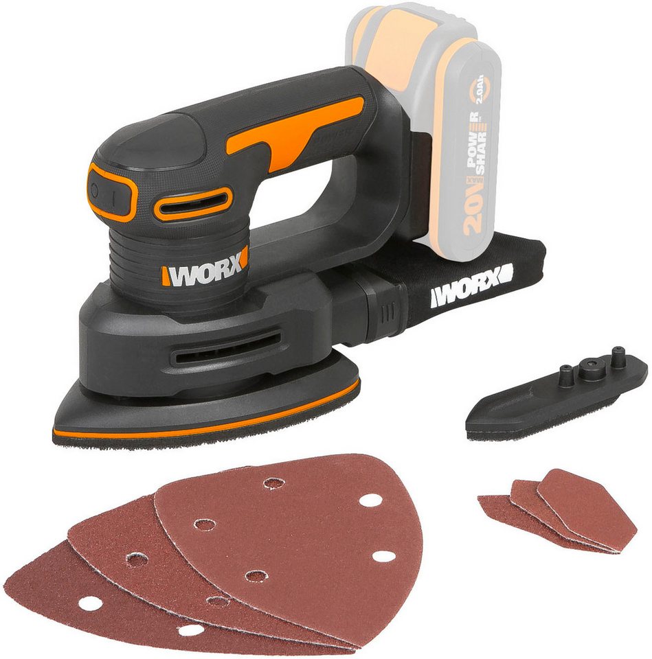 Worx Akku-Tellerschleifer WX822.9, für Holzmöbel und Türen, mit Staubfangsack, ohne Akku & Ladegerät – Bild 4 von 5