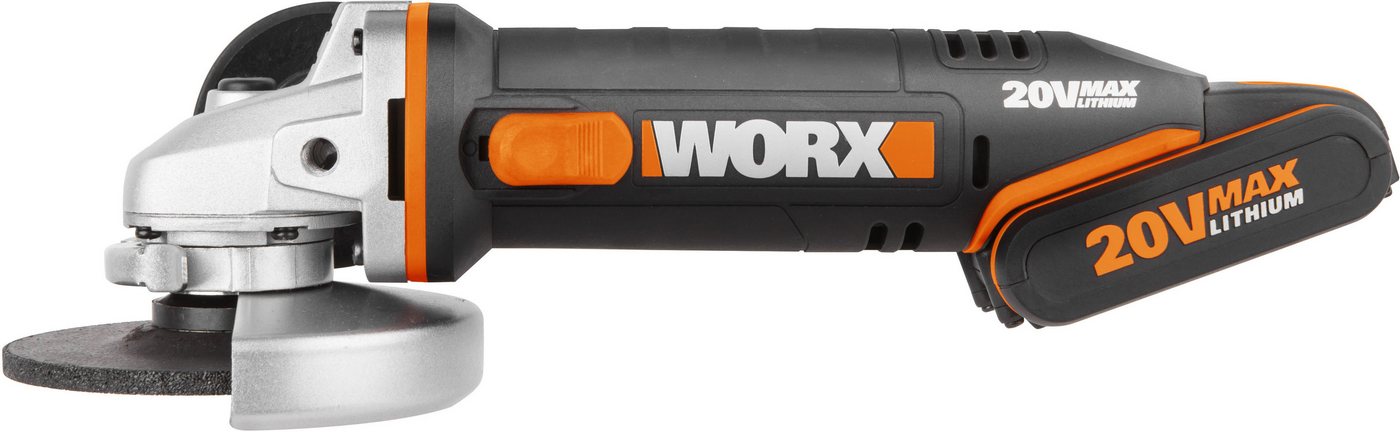 Worx Akku-Winkelschleifer WX800, ergonomisches Design, inkl. 2 Akkus & Ladegerät – Bild 3 von 5