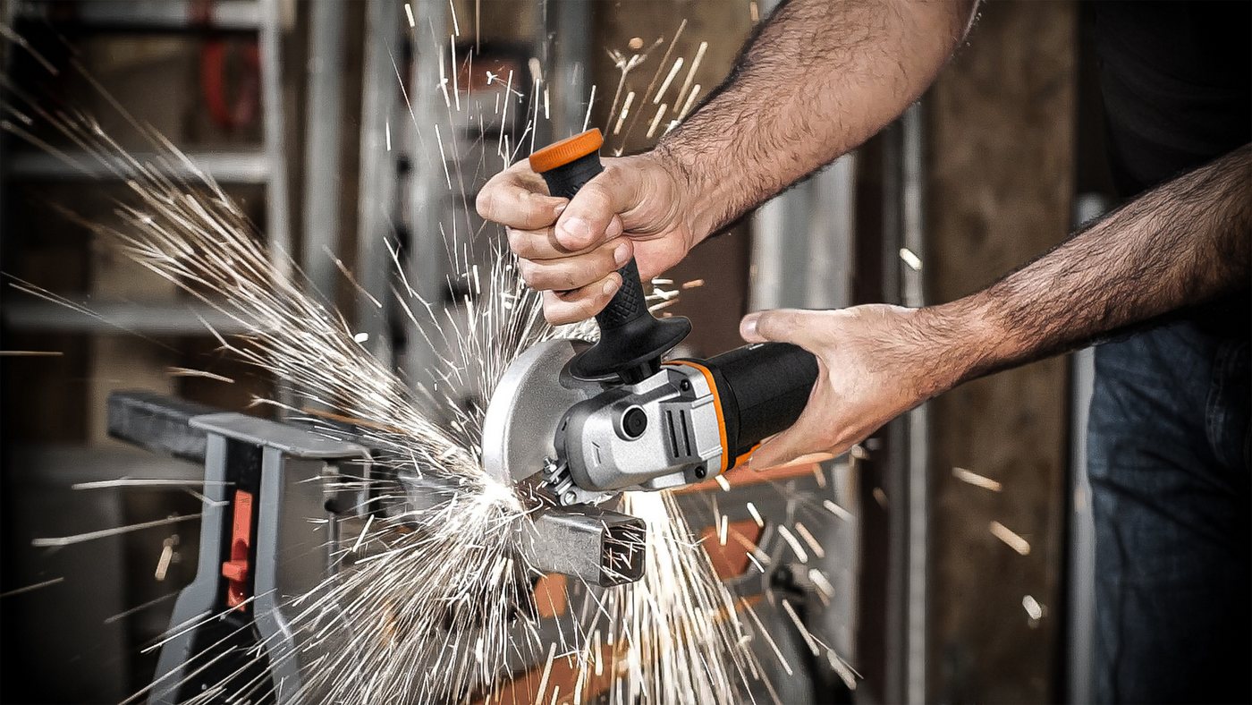 Worx Akku-Winkelschleifer WX800, ergonomisches Design, inkl. 2 Akkus & Ladegerät – Bild 5 von 5