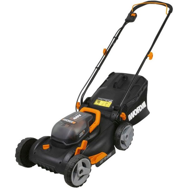 Worx Akkurasenmäher WG743E, 40 cm Schnittbreite, (Set), 40V/ 2x4Ah 500m², 40cm/20-80mm, 45 Liter