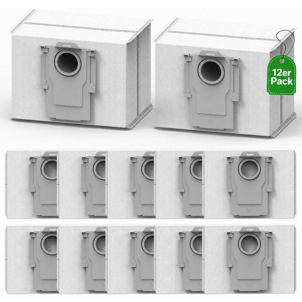WOWDSGN Staubsaugerbeutel 12er Pack Aktivkohle Staubbeutel für Roborock S7/S8/Q7/Q8/Q10 Serie, passend für Roborock, 3,2L große Kapazität, Staubsauger Absaugsta