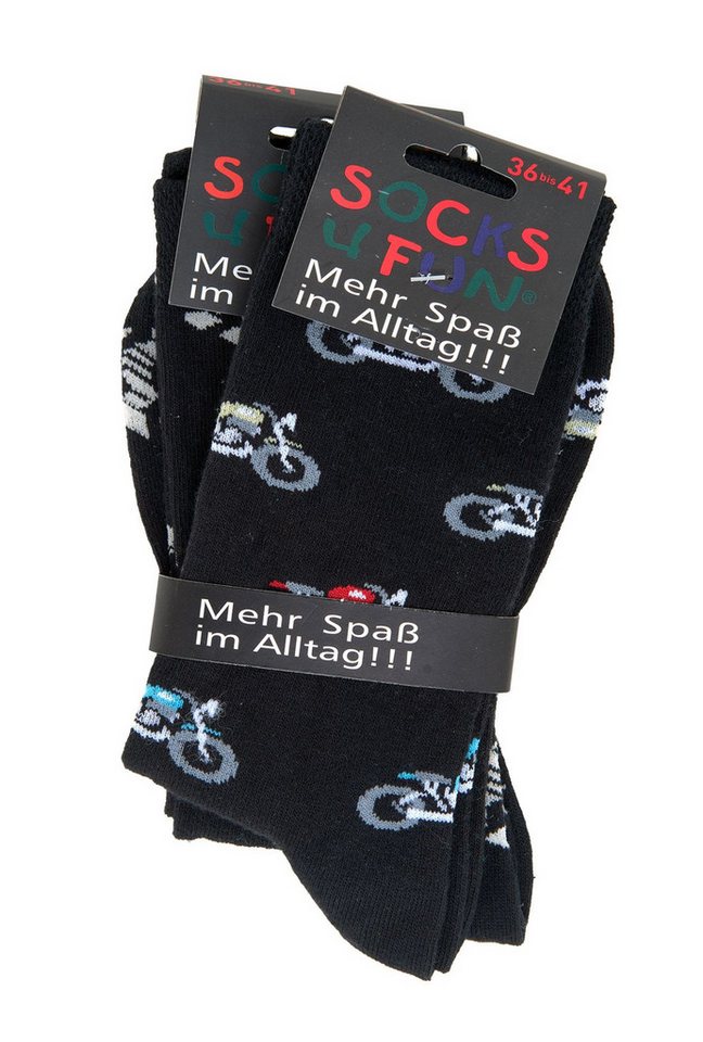Wowerat Freizeitsocken 2 Paar Fun Socken, Spaß mit Socken, Motorrad Motive, Geschenkidee – Bild 2 von 4