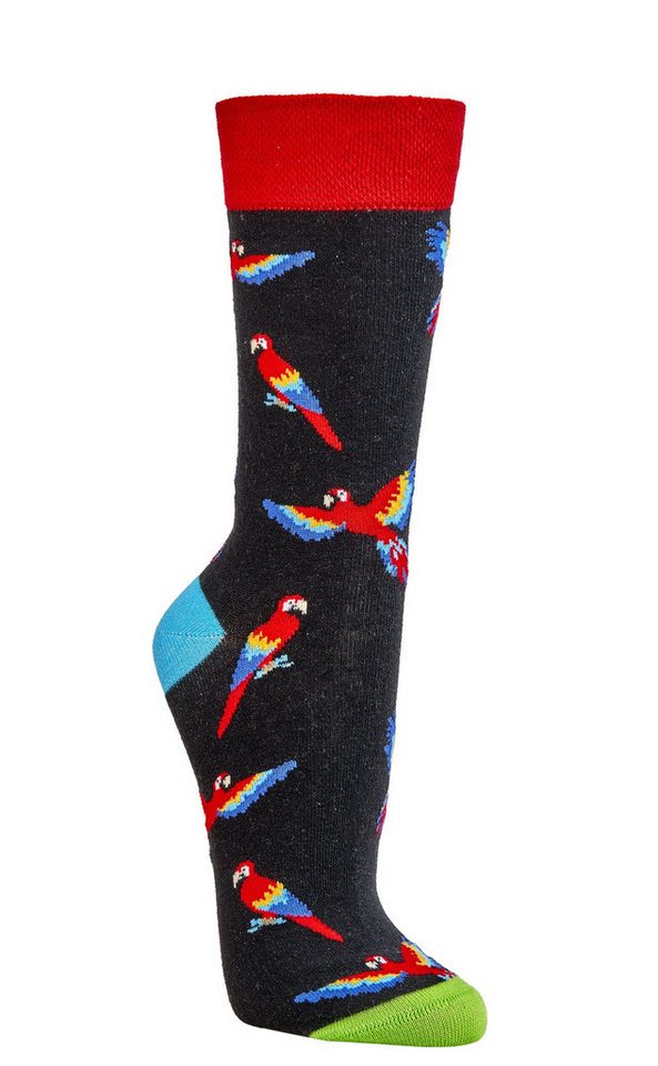 Wowerat Freizeitsocken 2 Paar Fun Socken, Spaß mit Socken, Papagei Motive, für Damen & Herren – Bild 2 von 3
