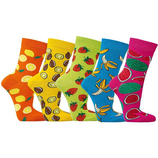 Wowerat Freizeitsocken 3 Paar modische Damensocken, Bunte Früchte, Spaß Socken, Motivsocken