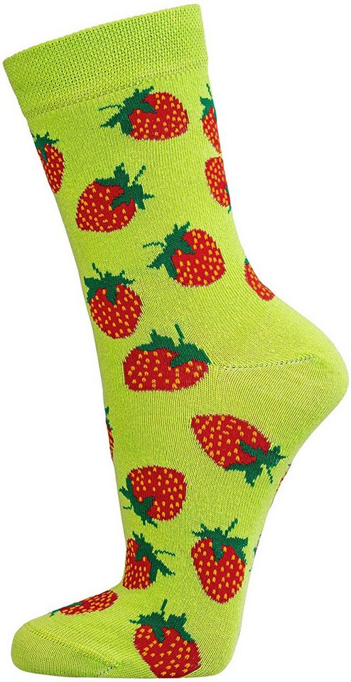 Wowerat Freizeitsocken 3 Paar modische Damensocken, Bunte Früchte, Spaß Socken, Motivsocken – Bild 4 von 5