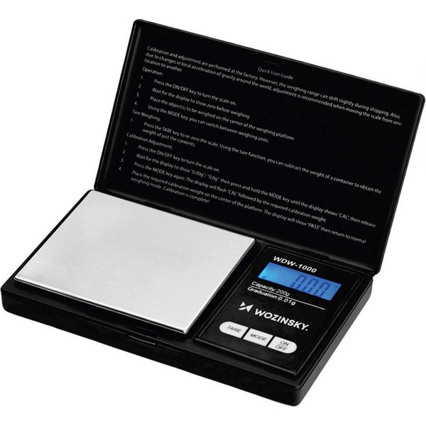 Wozinsky Feinwaage WDW-1000, 0,01 g Präzision mit LCD Beleuchtung