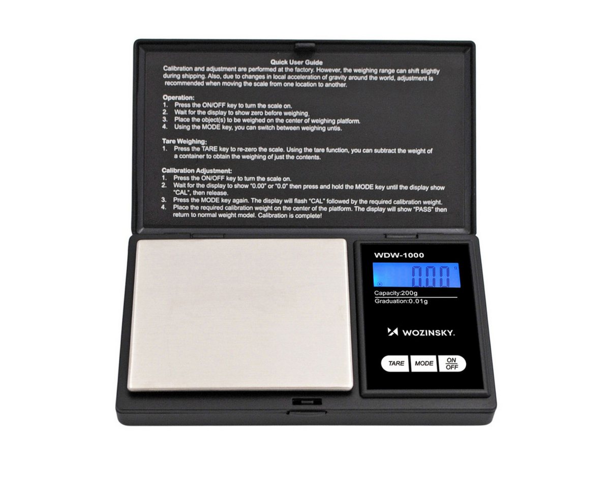 Wozinsky Feinwaage WDW-1000, 0,01 g Präzision mit LCD Beleuchtung – Bild 2 von 5