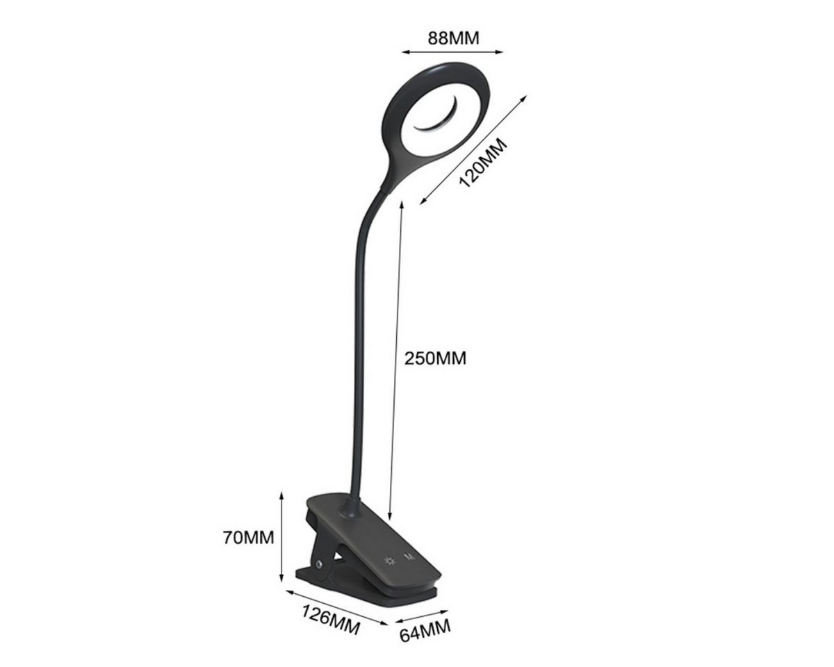 Wozinsky LED Leselampe WLBK, LED, Neutralweiß, Kaltweiß, Warmweiß, Kabellose LED Leselampe mit Clip und 5 Lichtmodi – Bild 2 von 5