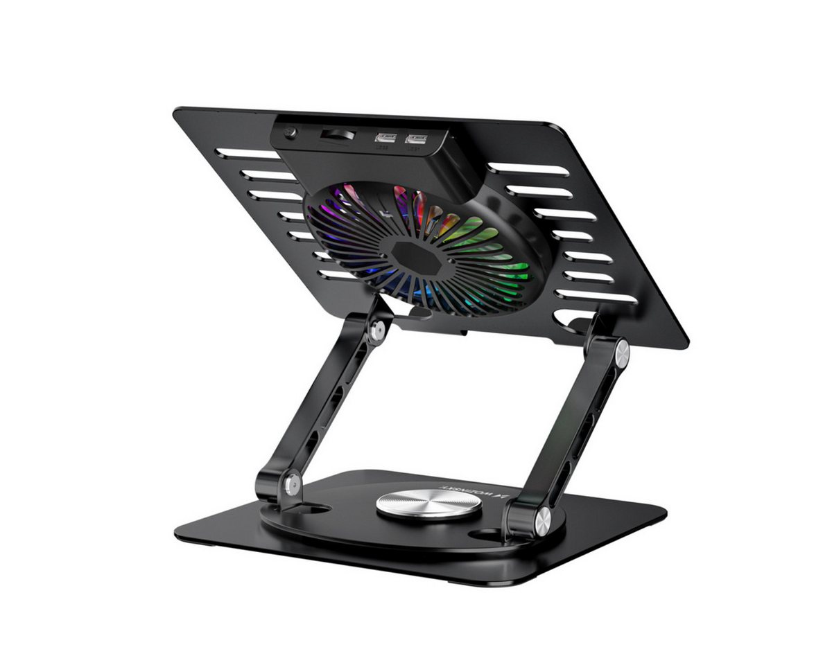 Wozinsky Notebook-Kühler WDCX-X16-AS, 360° Drehfunktion, RGB-Lüfter, USB-Hub, Aluminiumdesign – Bild 3 von 5