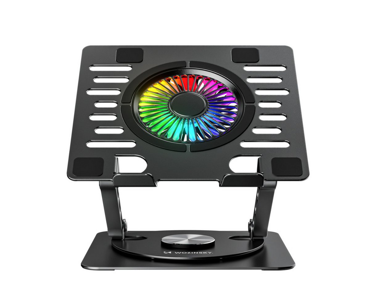 Wozinsky Notebook-Kühler WDCX-X16-AS, 360° Drehfunktion, RGB-Lüfter, USB-Hub, Aluminiumdesign – Bild 5 von 5