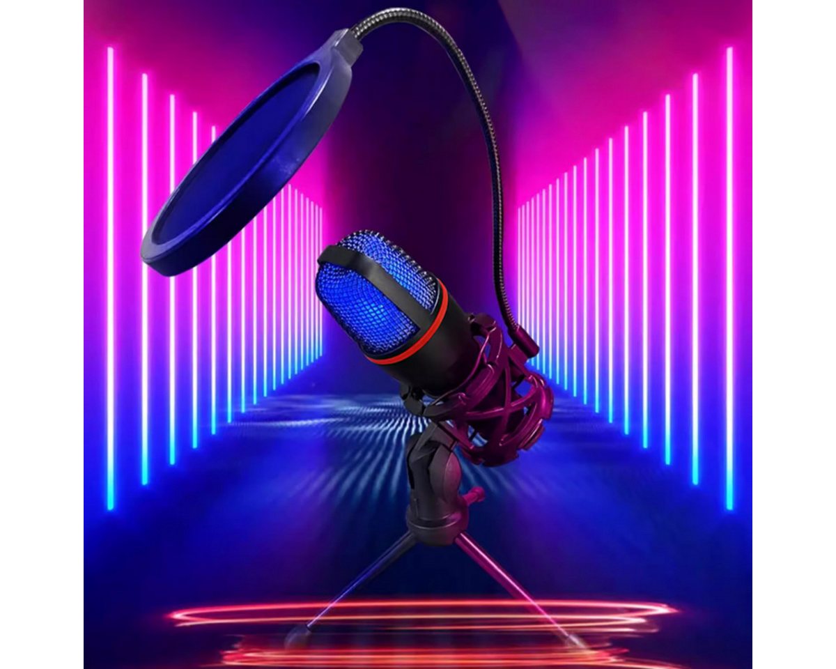 Wozinsky Streaming-Mikrofon WM-W111, 360° Aufnahme, RGB-Beleuchtung, Stativ und Popfilter – Bild 5 von 5