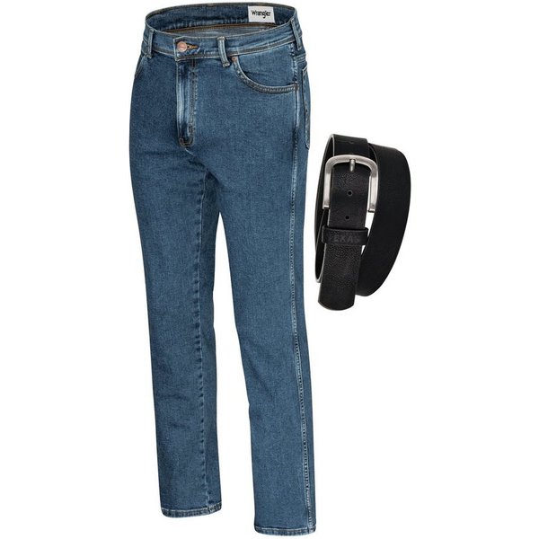 Wrangler Straight-Jeans Texas Authentic Straight Herren-Strechjeans mit Gürtel