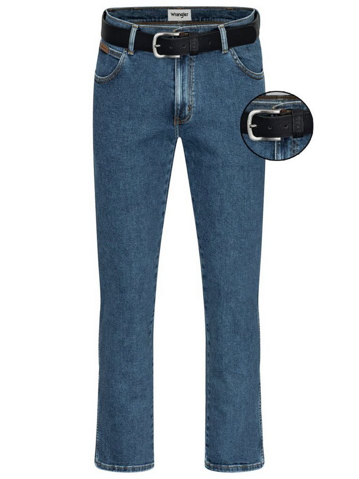 Wrangler Straight-Jeans Texas Authentic Straight Herren-Strechjeans mit Gürtel – Bild 2 von 5