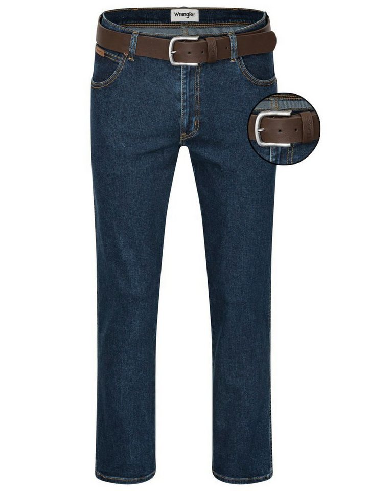 Wrangler Straight-Jeans Texas Authentic Straight Herren-Strechjeans mit Gürtel – Bild 2 von 5