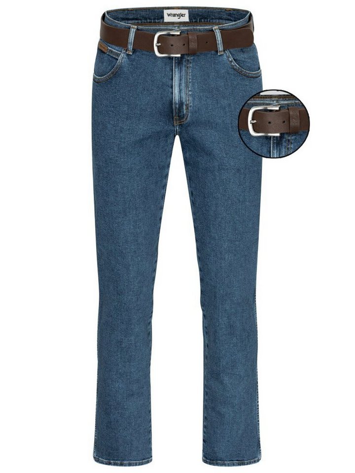 Wrangler Straight-Jeans Texas Authentic Straight Herren-Strechjeans mit Gürtel – Bild 2 von 5