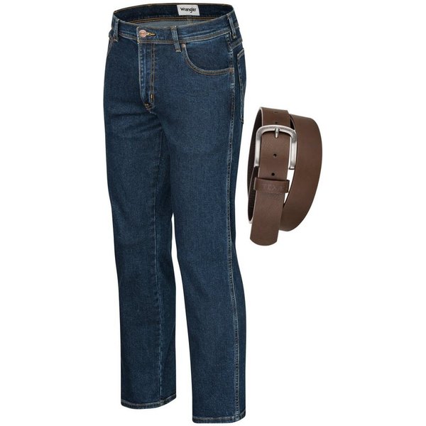 Wrangler Straight-Jeans Texas Authentic Straight Herren-Strechjeans mit Gürtel