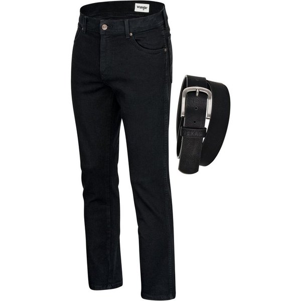 Wrangler Straight-Jeans Texas Authentic Straight Herren-Strechjeans mit Gürtel