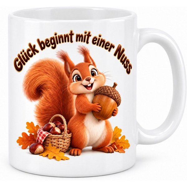WS-Trend Tasse Herbst Eichhörnchen mit Spruch, Keramik 330 ml, Keramik