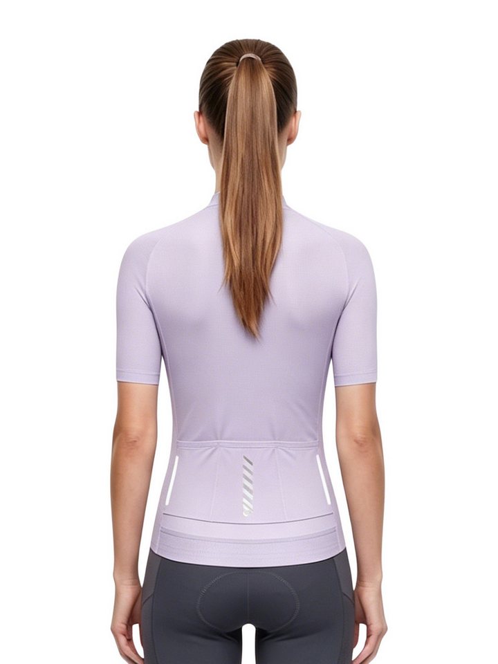 Wulibike Radtrikot Damen, Fahrradtrikot Classic Kurzarm Slim Fit mit Frontreißverschluss (1-tlg) Elastischer Schnelltrocken-Stoff, 3 Taschen & Reflektoren – Bild 3 von 5