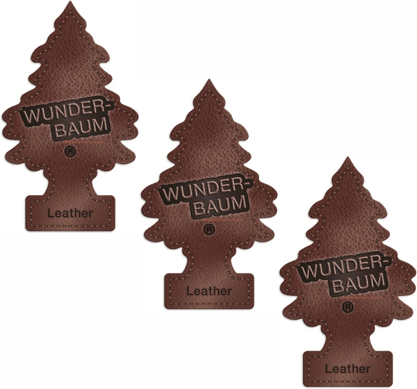 Kunstbaum Leder 3er Duftbäumchen Wunderbaum 3 Set Lufterfrischer Echtleder, Wunder-Baum – Bild 2 von 5