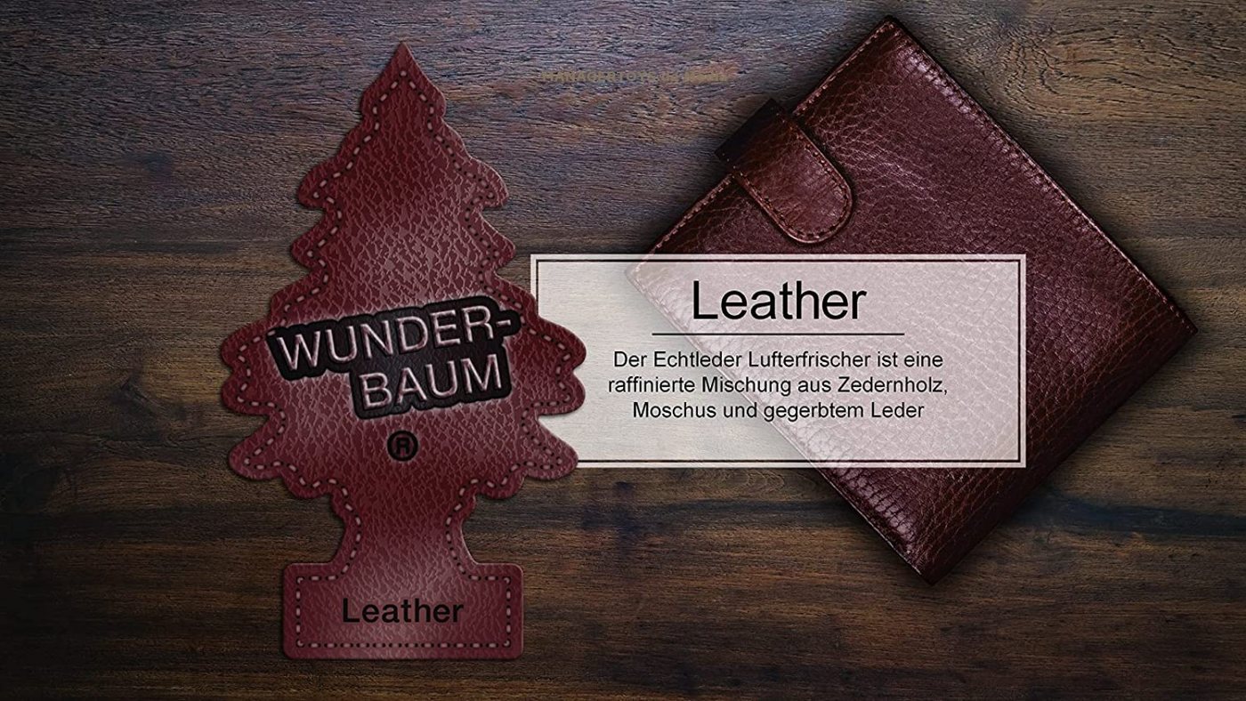 Kunstbaum Leder 3er Duftbäumchen Wunderbaum 3 Set Lufterfrischer Echtleder, Wunder-Baum – Bild 3 von 5