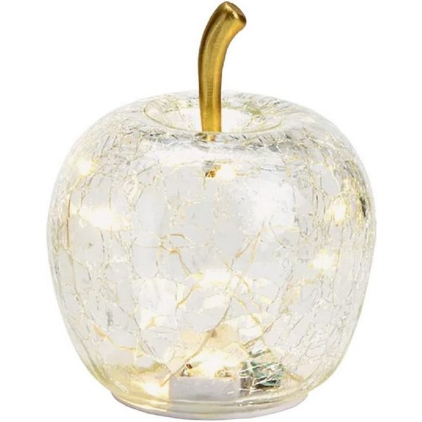 Wurm LED Dekoobjekt LED Dekolampe Apfel Glas 10er LED Lichterkette Timer Ø11cm transparent