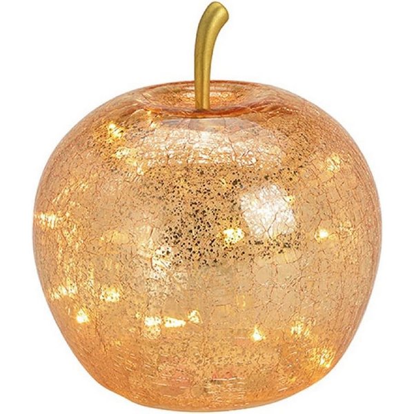 Wurm LED Dekoobjekt LED Dekolampe Apfel Glas 20er LED Lichterkette Timer Ø16 gold
