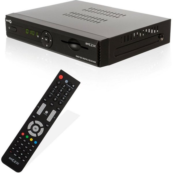 WWIO Bre2ze T2/C DVB-T2/C Hybrid Digital Receiver DVB-T2 HD Receiver (Ethernet 10/100 Mbit/s, openATV Linux mit Webinterface und Plugin-Unterstützung)