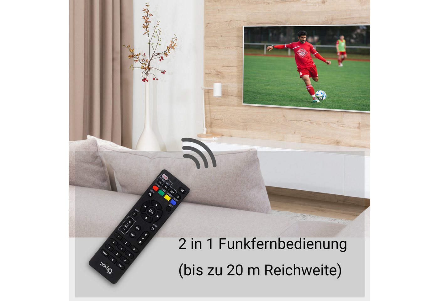 WWIO TRINITY T2 TV Stick V2 - Mini-Receiver DVB-T2 HD Receiver (Mini-Receiver für digitales Antennenfernsehen – für TV und Beamer) – Bild 4 von 5