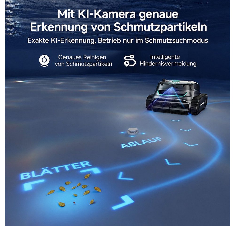 WYBOT Poolroboter S2 Vision Kabelloser Poolroboter mit KI-Lernen und Kamera-Navigation, Wandkletterfunktion & Wasserlinienreinigung, für Pools bis zu 300 m² – Bild 2 von 5