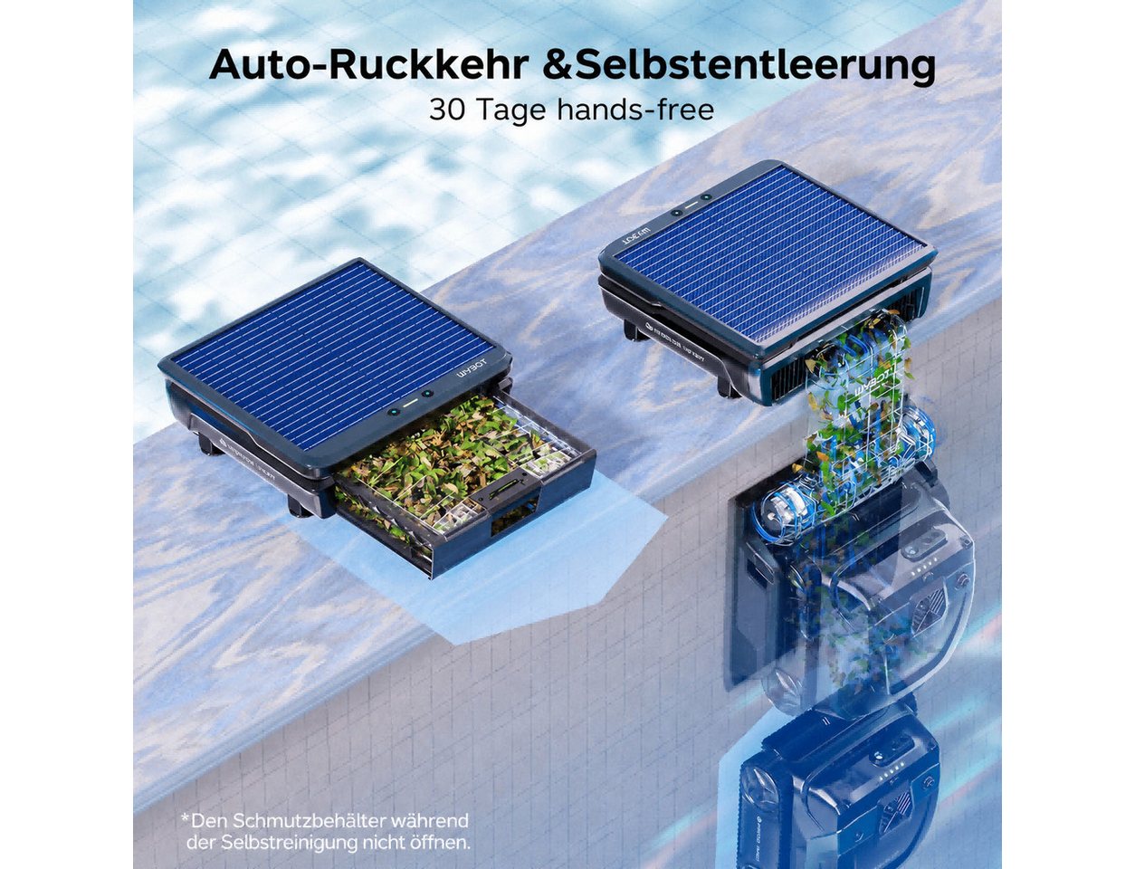 WYBOT Poolroboter S3 Kabelloser Poolreiniger, 3D-Kartierung & intelligente Navigation, automatisches Parken und Selbstreinigung, Solar + Gleichstrom – Bild 5 von 5