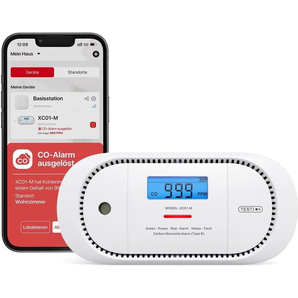 X-SENSE XC01-M CO-Melder (LCD-Display, App gesteuert, integrierter Figaro-CO-Sensor)