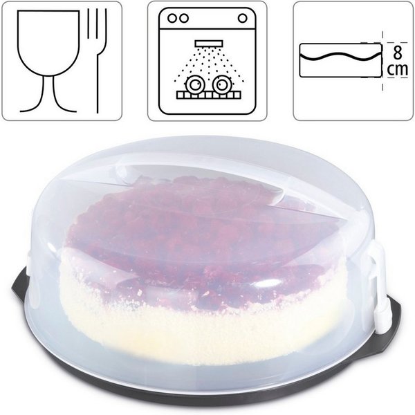 Xavax Kuchentransportbox Kuchentransportbox, Kuchenbox mit Haube, Partybutler - rund, Kunststoff, (2-tlg), Ø 31,5 cm, Höhe 14 cm