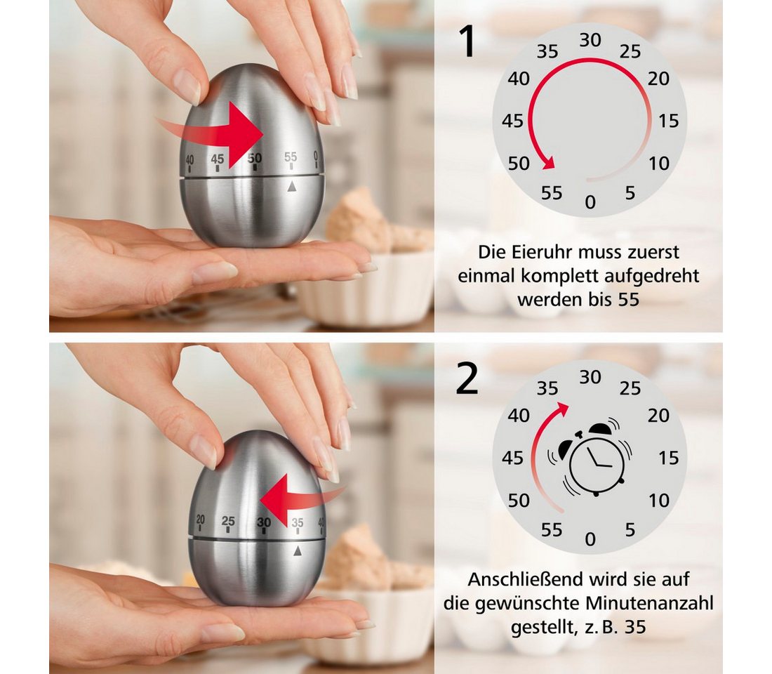Xavax Küchentimer Eieruhr Küchentimer Kurzzeitmesser Kurzzeitwecker Edelstahl – Bild 3 von 4