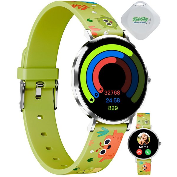 XCOAST LINO-TIME, kleine, flache Kinder Smartwatch (3,7 cm/1,19 Zoll) wie eine analog Kinderarmbanduhr, filigran, robust, 3-tlg., nur 6,9mm Gehäusehöhe, 6 Tage 