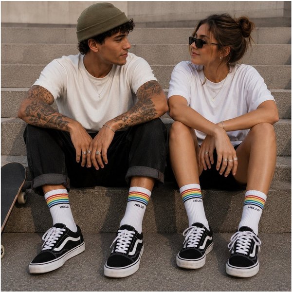 XCOAST Socken 5er Pack Regenbogen Design Socken