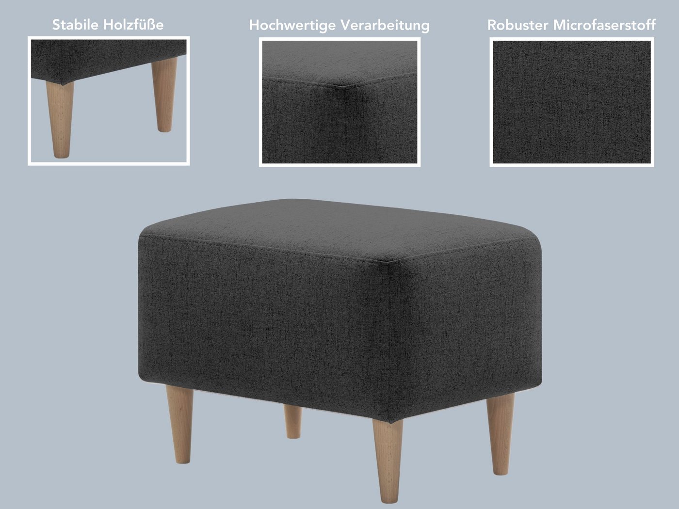 XDREAM Polsterhocker bequemer und moderner Fusshocker, gepolstert (1 St), verschiedene Bezugsqualitäten, in vielen modernen Farben erhältlich – Bild 3 von 5