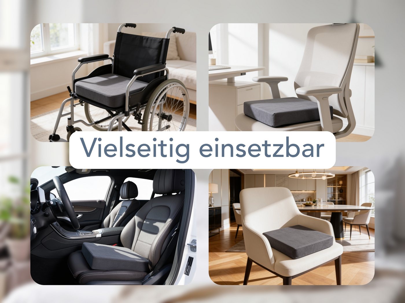 XDREAM Sitzkissen Sitzerhöhung, Aufstehkissen, Aufstehhilfe, formstabiles Kissen, softer Mikroplüschbezug, Anti-Rutsch-Unterseite – Bild 3 von 5