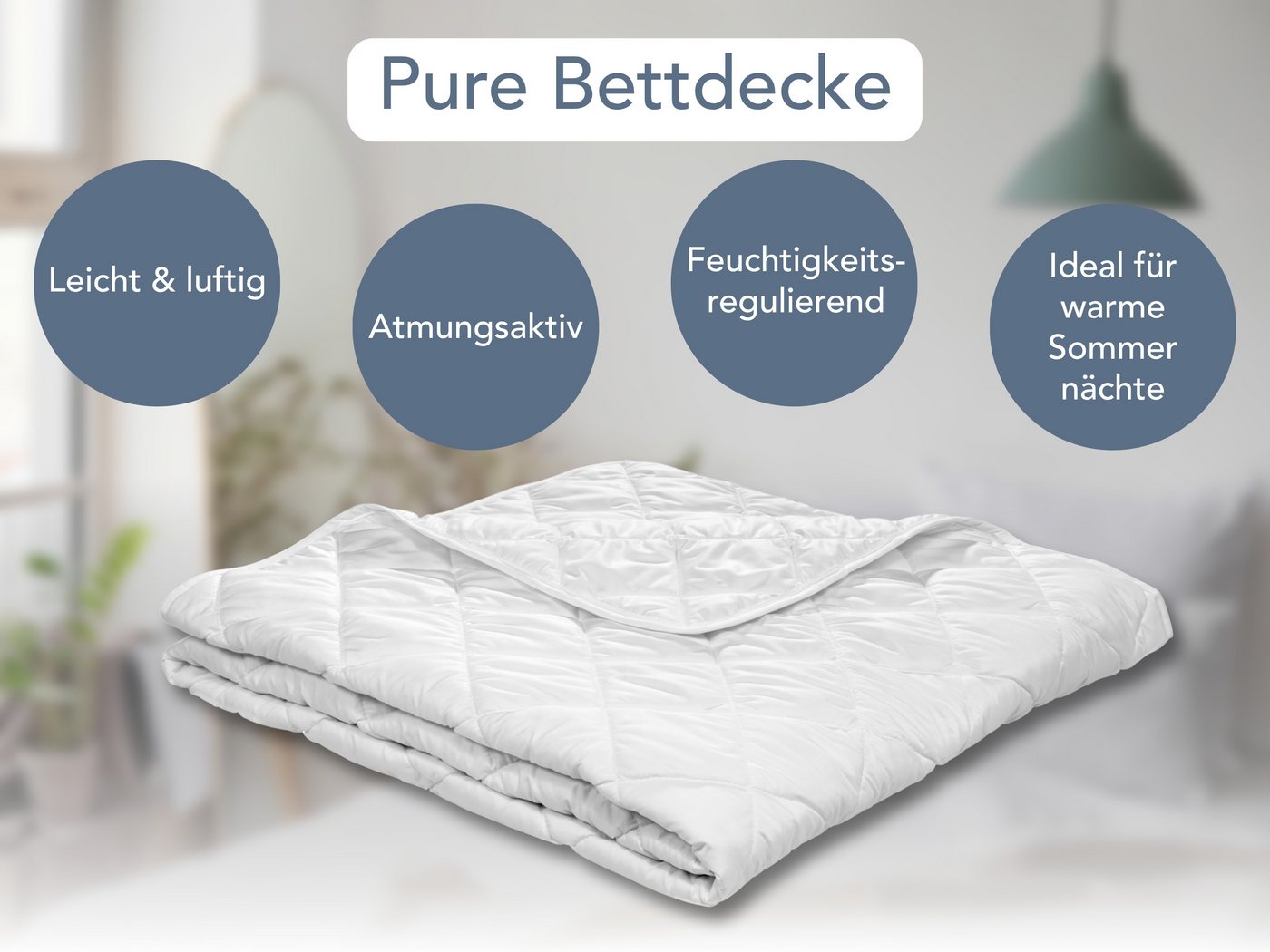 XDREAM Sommerbettdecke Pure, ultraleichtes und dünnes Steppbett, ideal für den Sommer, Füllung: Hohlfaser-Polyesterfüllung, Bezug: Polyester, allergikerfreundli – Bild 2 von 5