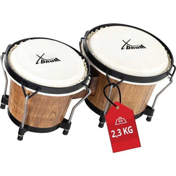 XDrum Bongo Bongos Club - 6" Macho und 7" Hembra, inkl. Stimmschlüssel, mit Naturfellen und professionellem Stimmsystem